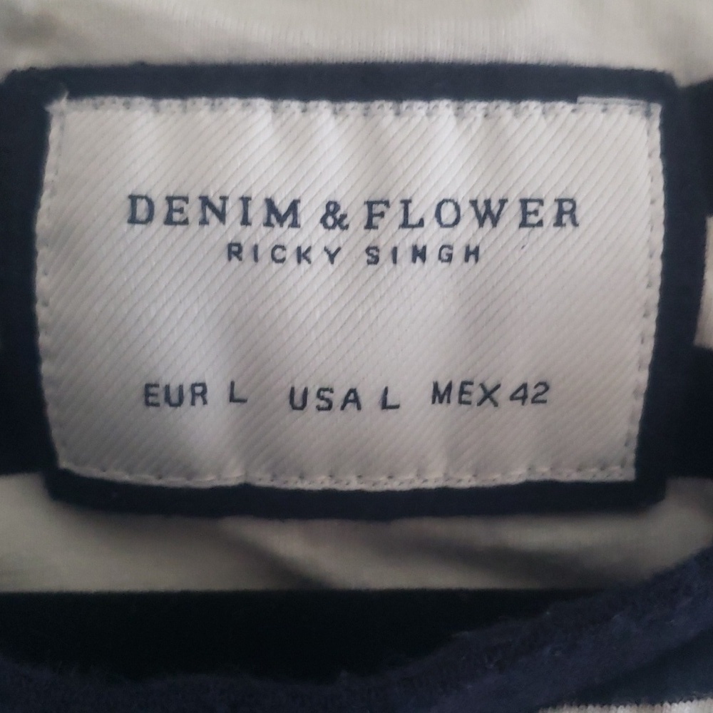 Denim & Flower Stripped shirt Preppy Style - Picture 4 of 4
